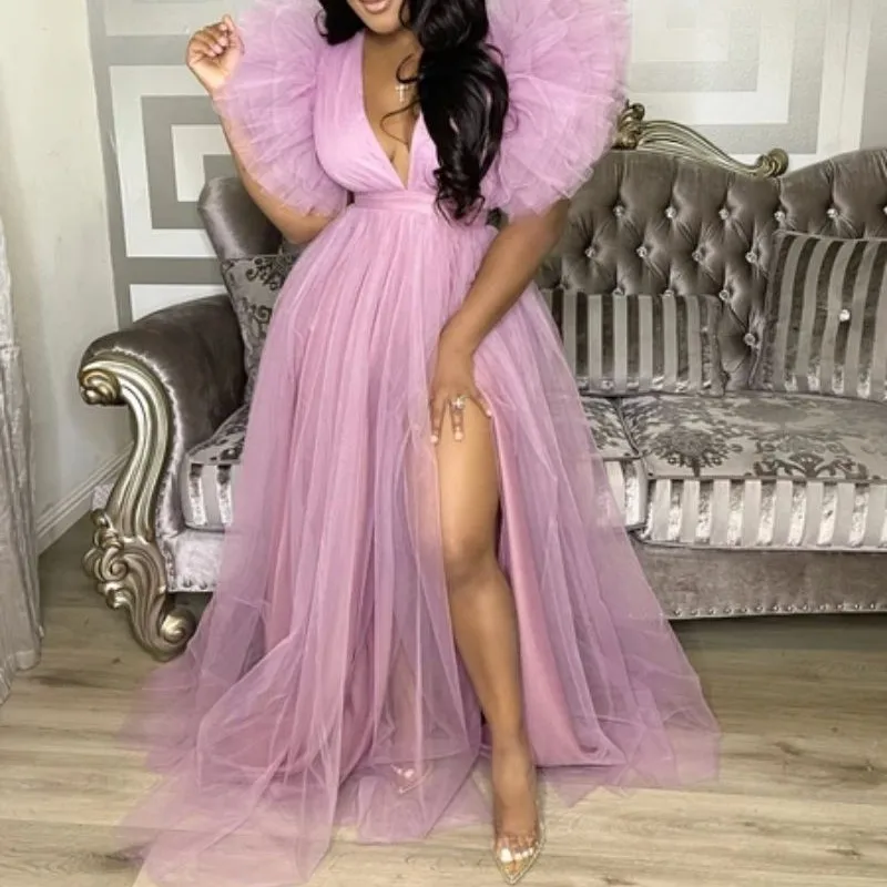 ALTERPhotographie Robe Tulle Flutter Manches Bouffante Robe Sexy Baby Shower Femme Enceinte Photo Shoot Accessoires L-5XL