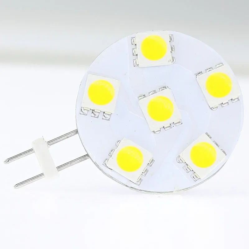 Free Shipping 6LED SMD 5050 G4 LED Light Round Board Bulb 1W White And Warm White Replace The Halogen 15W 12V 24V 20pcs/lot