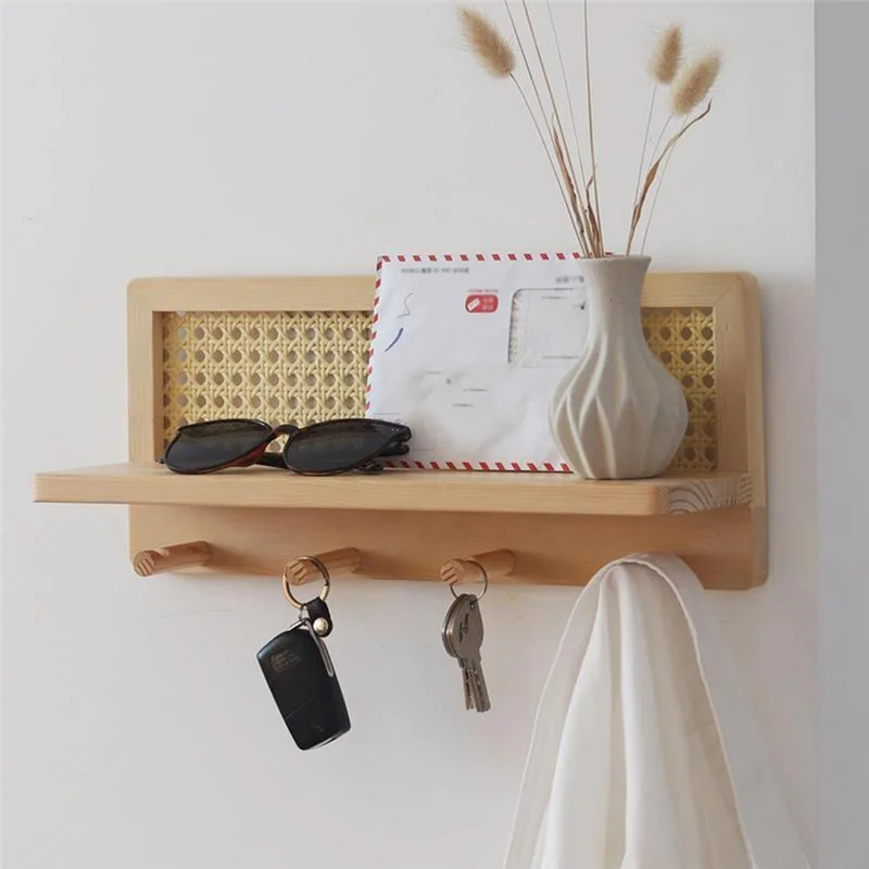 ABRS-Wall Shelves Bohemian Style Shelves Wall Hooks Farmhouse Decor Storage Rack