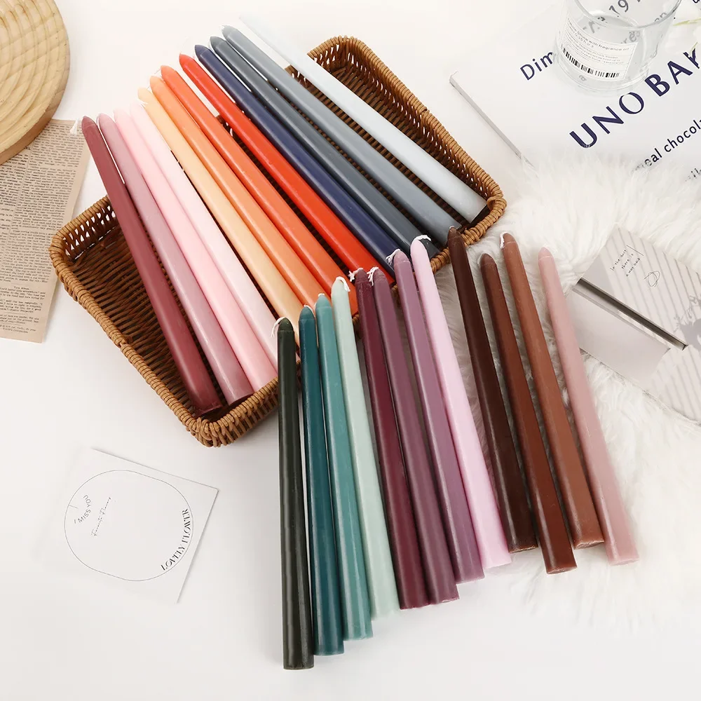 2.2x 25cm Power Outage Emergency Long Candle Gradient Color Morandi Color Cone Candle Home Romantic Candlelight Dinner Decoratio