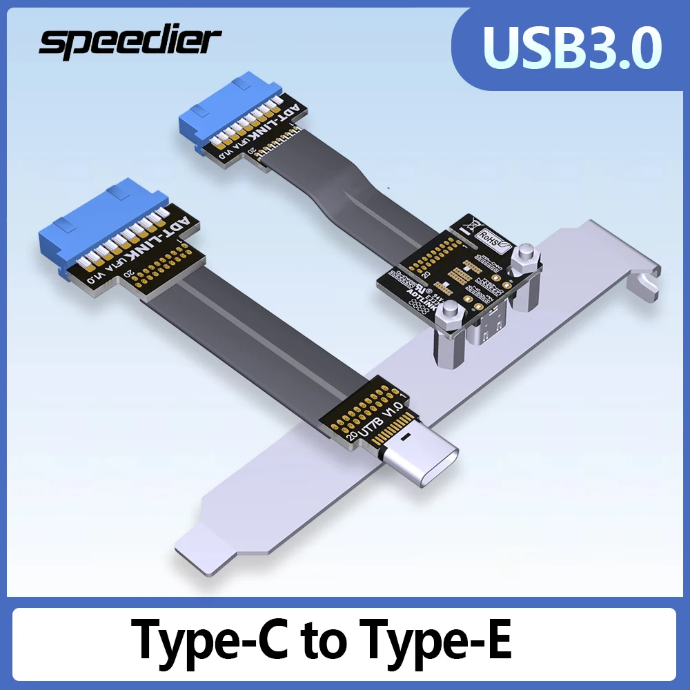 

ADT 3A Baffled 19Pin USB3.0 Cable Type-C To 19Pin/20Pin Interface Male To Female Extension Cable for ITX Motherboards A4 Chassis