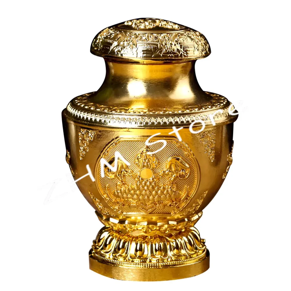 Alloy Metal Gold Tranic Tibetan 18cm Moni Wealth Vajra Decorate Auspicious Treasured Buddhist Putting Bottle