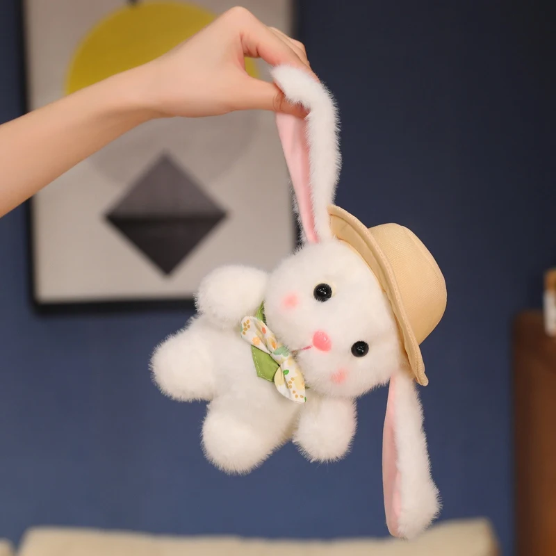 23cm Adorable Rabbit Plush Toy with Hat - Soft and Cuddly Stuffed Animal Super Soft Gift for Kids, Girls, Bunny Lovers