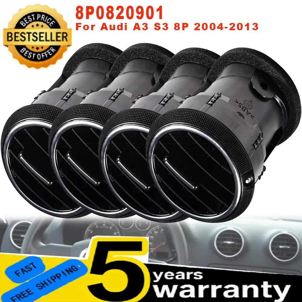 

New For Audi A3 S3 8P 2004-2013 4Pcs Front Dashboard Air Vent Air Conditioner AC Grille Diffuser Panel 8P0820901 car accessories