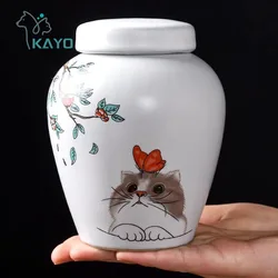 500ml Pet Urn Lovely Delicate Moisture-proof Teeth Beard Memorial Collection Cat Dog Urn With Scriptures Container For Pet Ashes