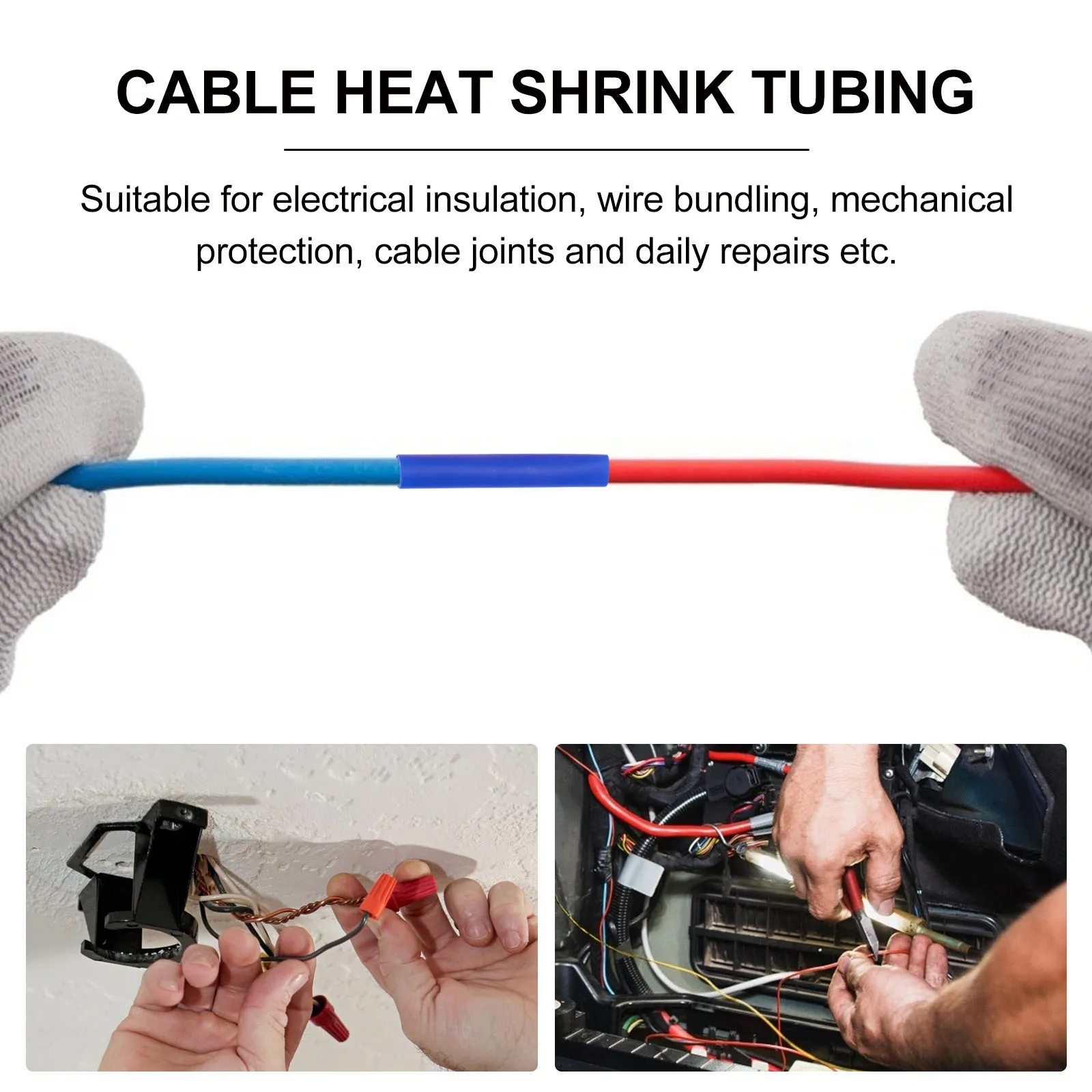 

800 Pcs Heat Shrink Tubing Kit Heat Shrink Tube Electrical Cable Insulation Wire Bundling PE Tubing Pre Cut Protective