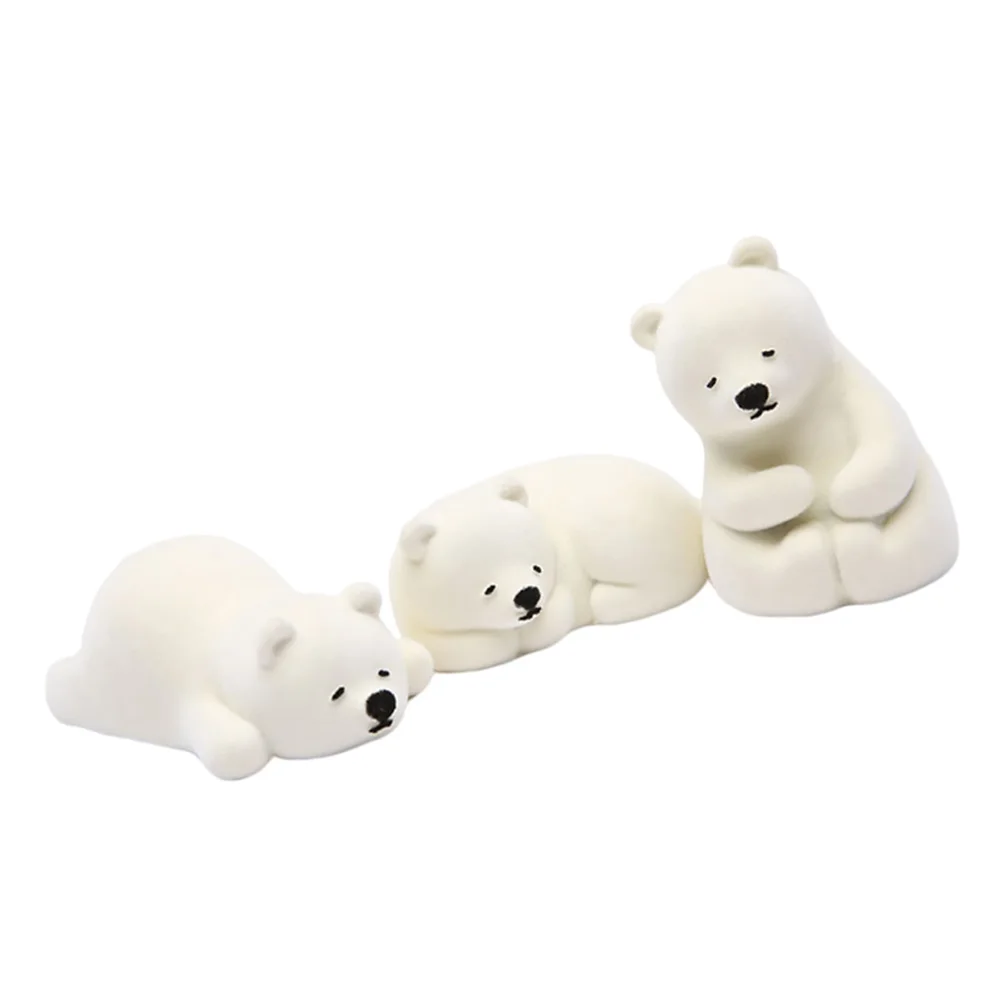 

3 Pcs Polar Bear Ornaments Decorative Models Statues Adornments Household Furnishing Simulated Figurines Decoration