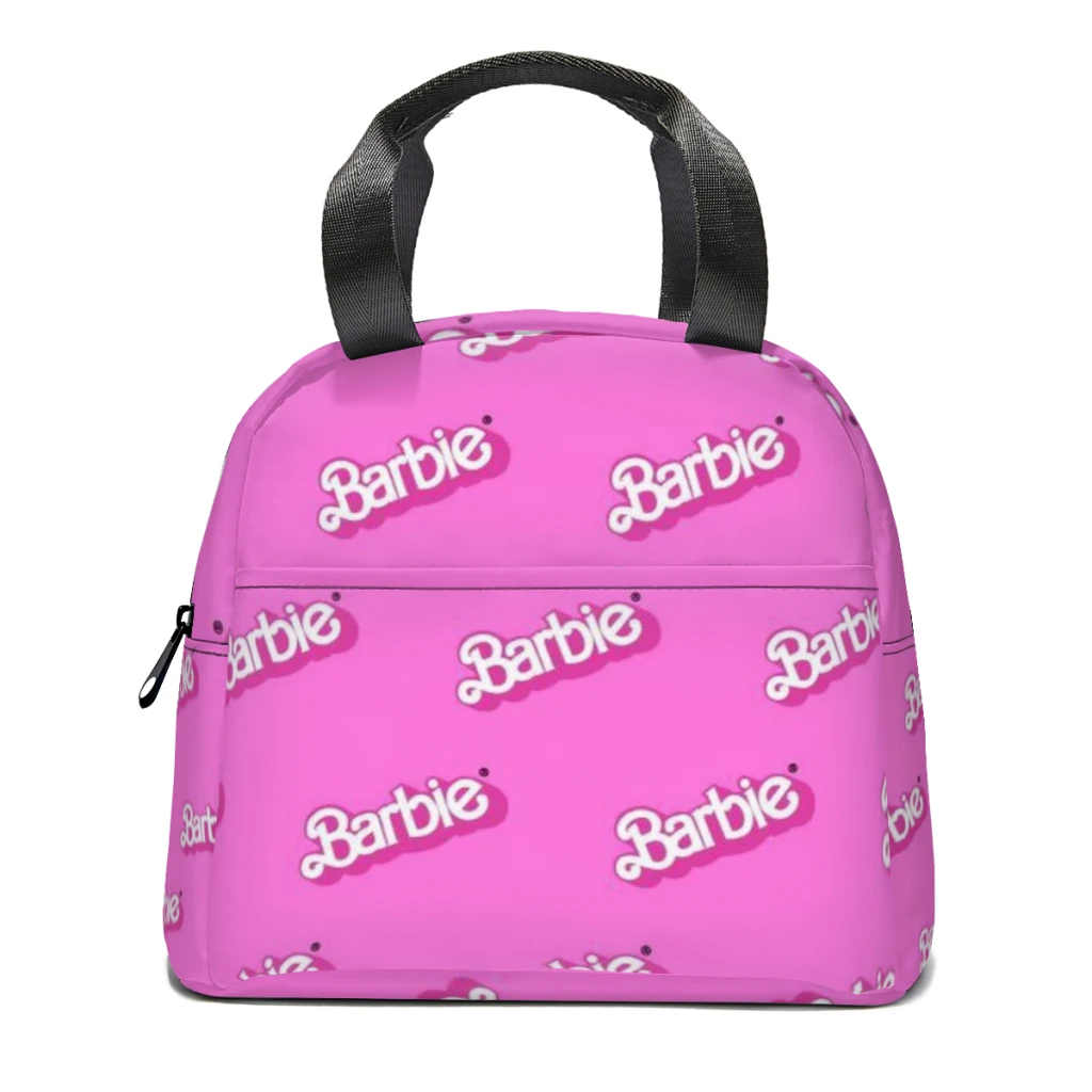 

Barbie Hot Pink Portable Lunch Bag Food Thermal Box Durable Cooler Lunchbox with Shoulder Strap Picnic Bag Office