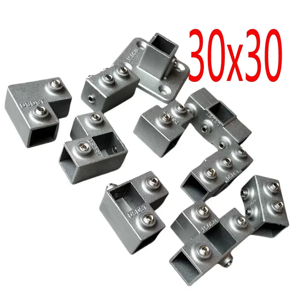 OD 30mm Square Tube Connection Piece Aluminum Alloy Elbow Three-way Square Pipe Fixed Joint Storage Rack Connector