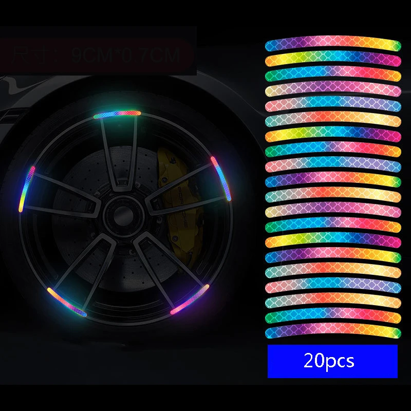 40pcs Car Wheel Hub Reflective Sticker Tire Rim Reflective Strips Luminous Night Sticker Car Accessories