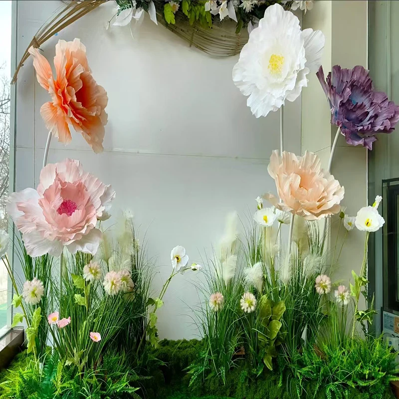 Künstliche Riesen Krepp Papier Pfingstrose Rose Blume Kopf Hause Hochzeit Decor Geburtstag Party Hintergrund Wand Dekoration Handgemachte DIY – Detail 3