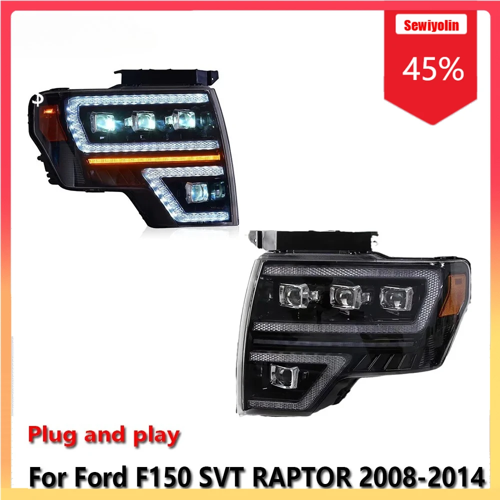 

Автомобильные светодиодные фары, автомобильные детали для Ford F150 SVT RAPTOR 2008-2014, противотуманные фары DRL, стоп-сигнал поворота, Plug and Play