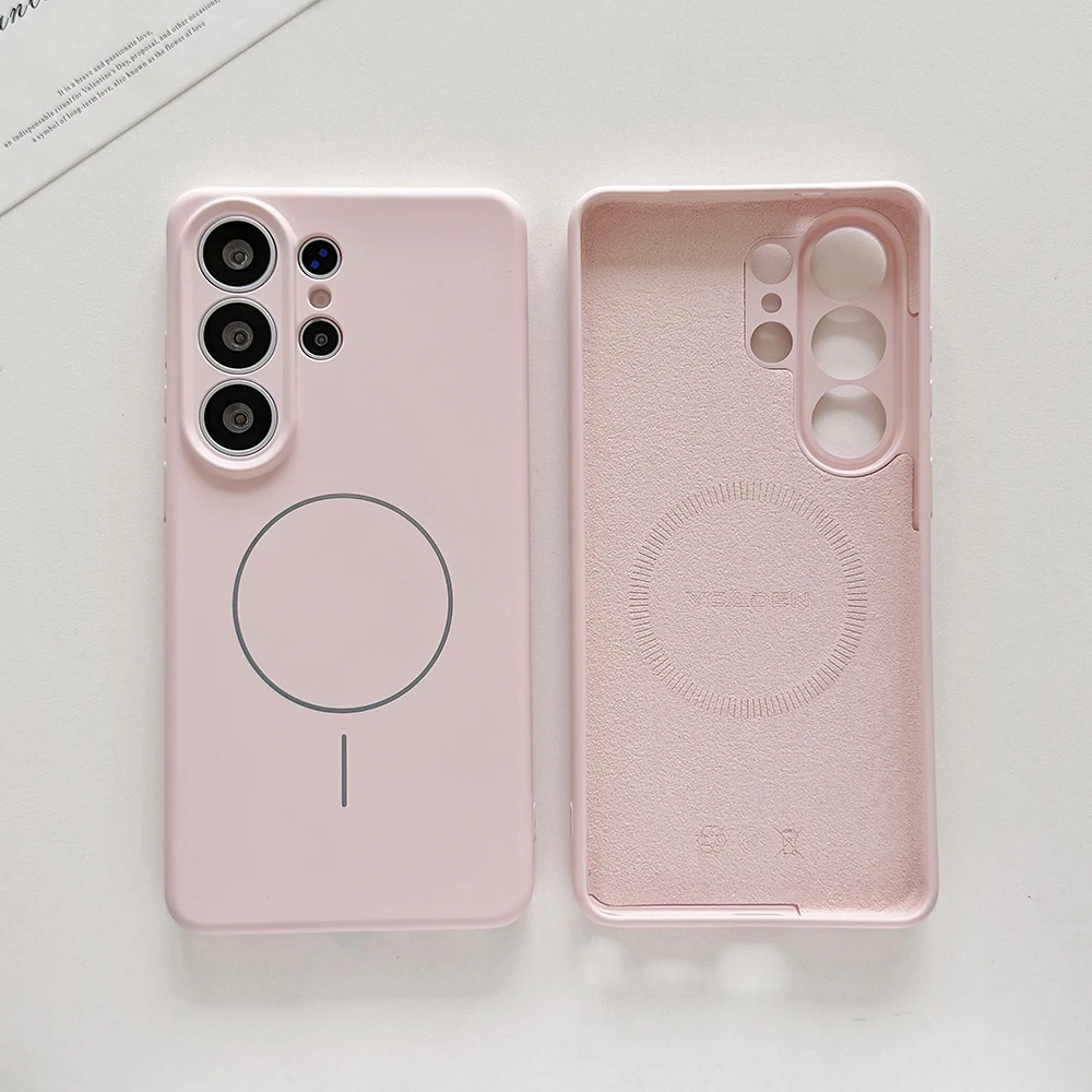 Oryginalne etui na telefon z płynnego silikonu do Samsung Galaxy S26 S25 S24 S23 Ultra Plus S26Ultra, etui z miękką, magnetyczną obudowa kompatybilne z Magsafe, etui samsung s26 s25 ultra. — zdjęcie produktu 4