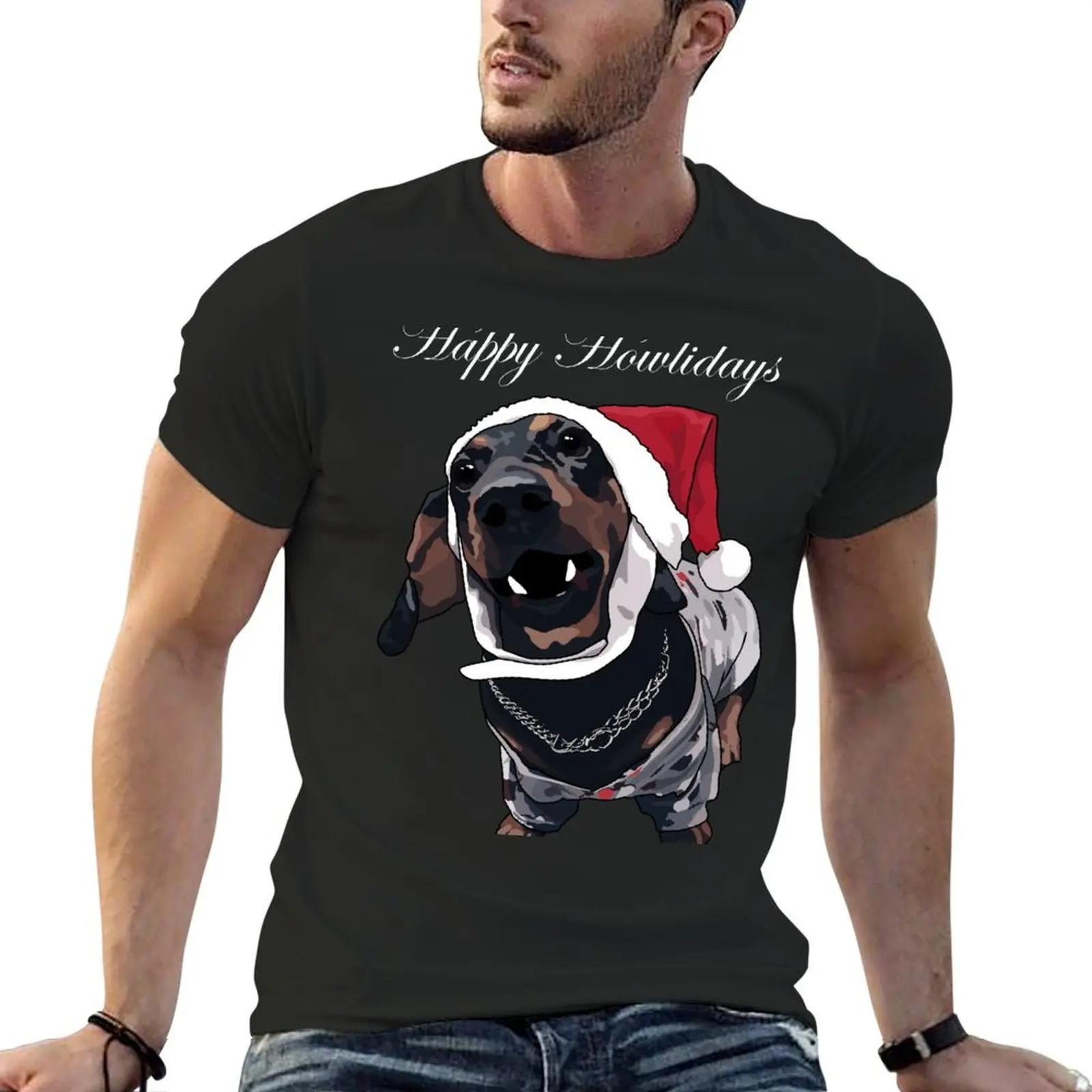 Футболка Happy Howlidays essential, футболка, милые топы, тяжелые футболки для мужчин