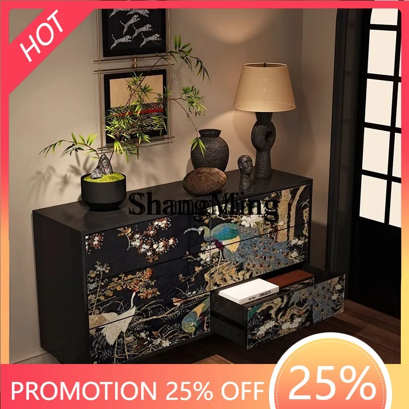 

FG good-looking medieval solid wood dining side cabinet integrated wine cabinet storage tea cabinet against the wall