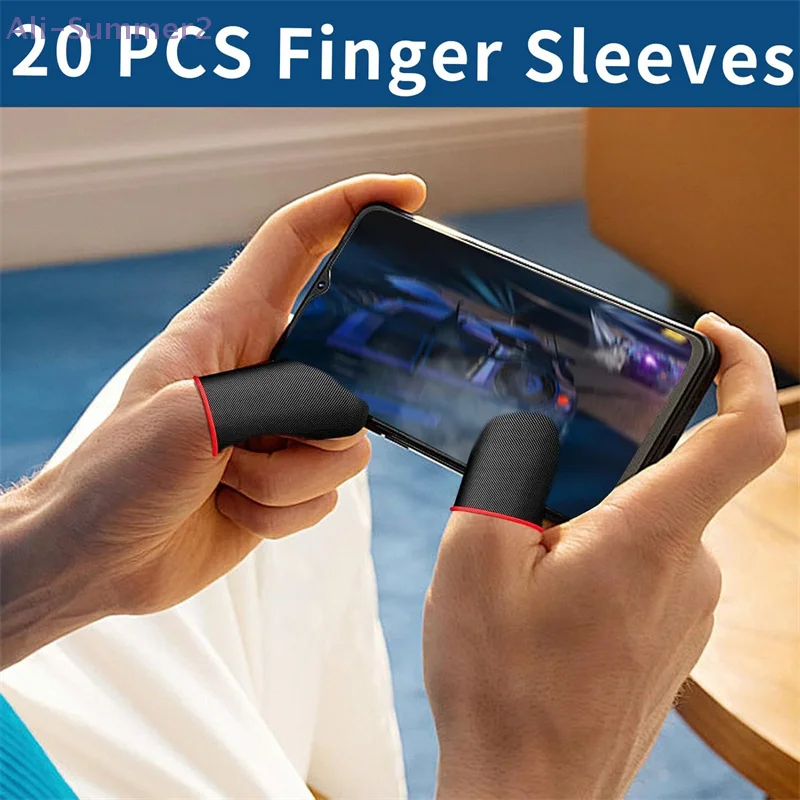{MX} 20Pcs Phone Gaming Finger Sleeves Anti Sweat Breathable Seamless Touchscreen Finger Cover Hand Controller Gloves