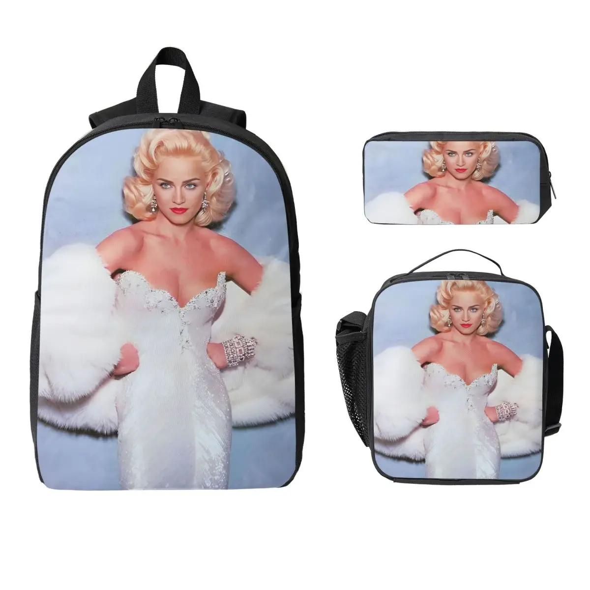 

Vintage Qeen Of Pop 80s Madonna Backpack Boys Girls BookBag School Bag Laptop Shoulder Bags 3ps Insulated Lunch Bag Pencil Case