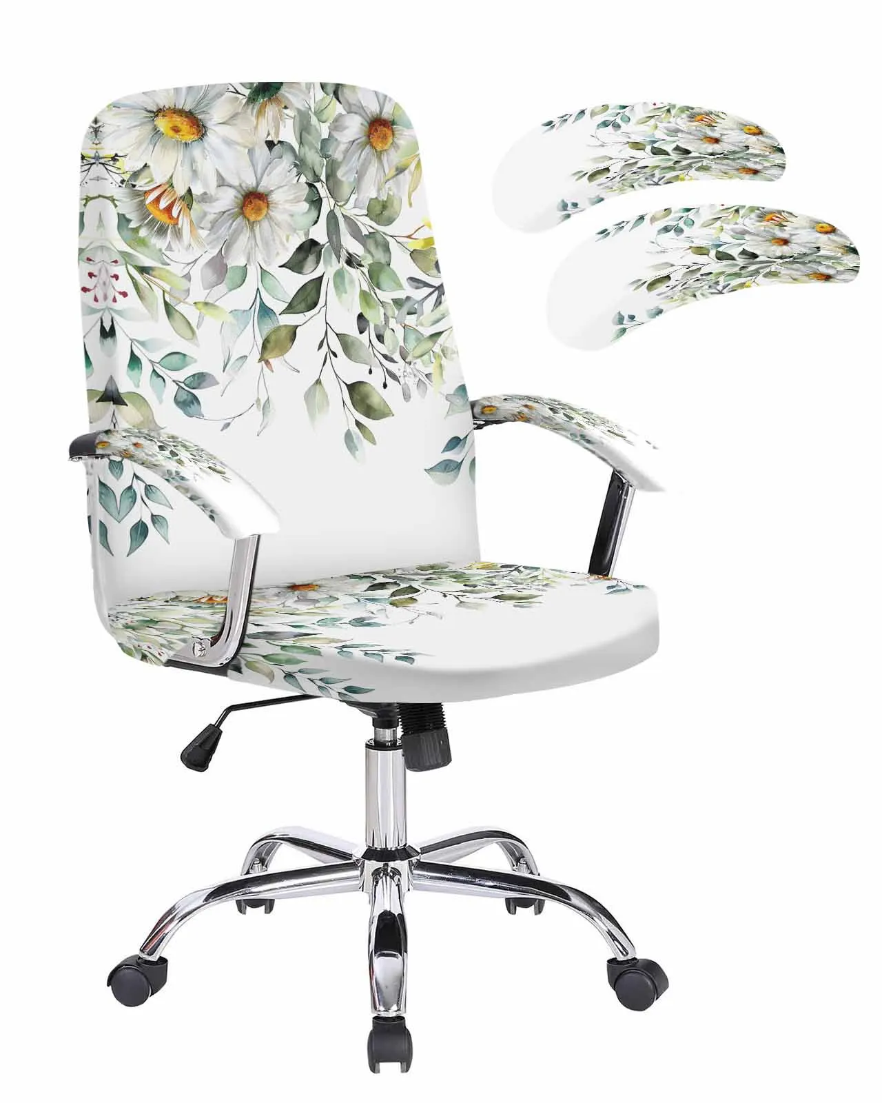 

Plants Eucalyptus Leaves Daisy Elastic Office Chair Cover Gaming Computer Chair Armchair Protector Seat Covers