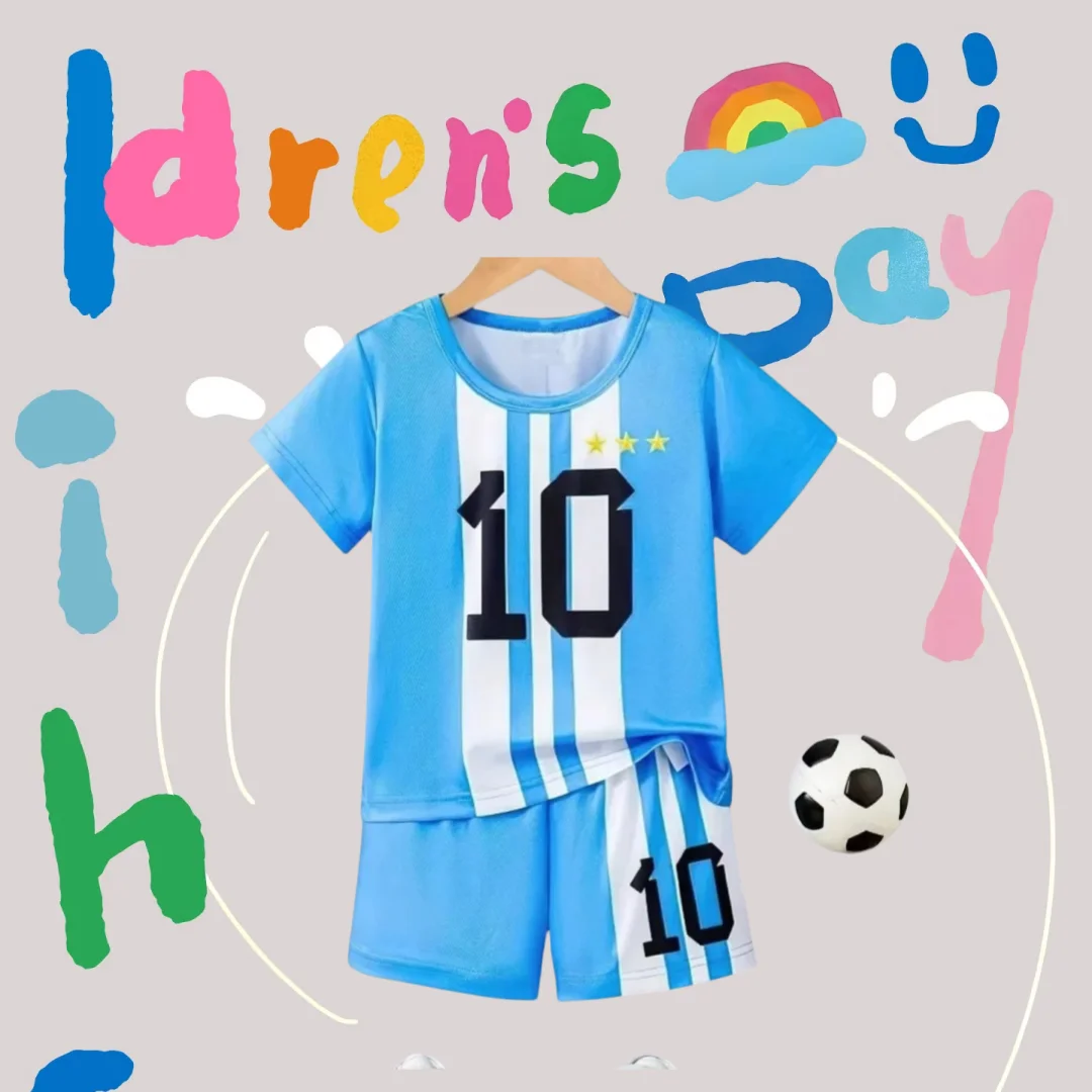 

2025 Summer Children's Football Short-sleeved Set, Adult Parent-child Outdoor Game Breathable Activity Training Clothes