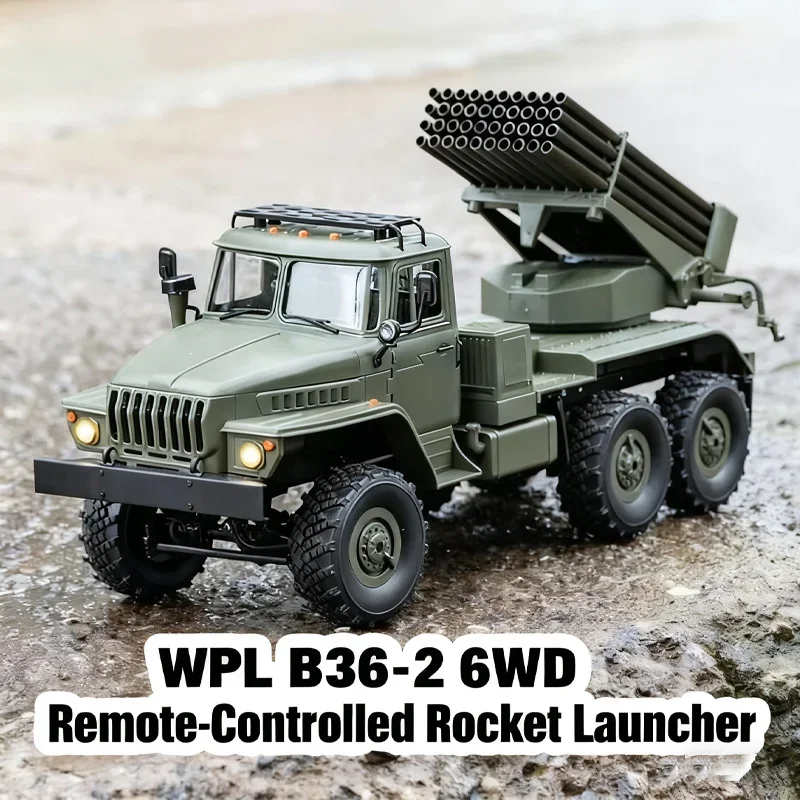 

WPL B36-2 1:16 Metal Rocket Launcher Pipe Rc Military Truck BM-21 Grad 6x6 Vehicle 2-Speed Gearbox with Reverse Simulation Light