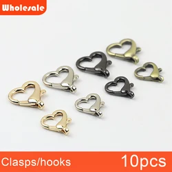 10Pcs Alloy Lobster Clasps Buckle Heart Shape Gold Color Hooks Connectors for DIY Jewelry Making Findings Accessories