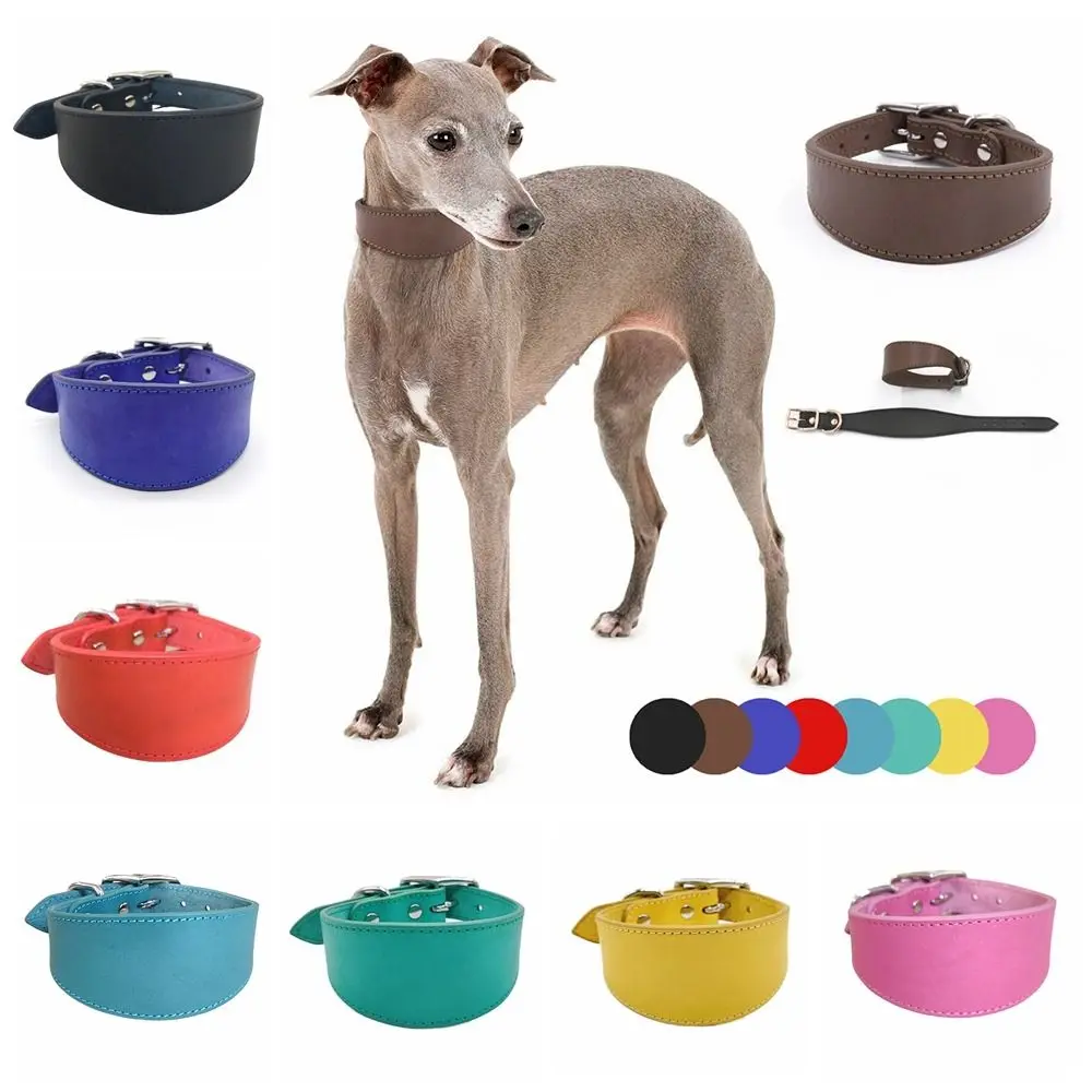 

Thicken Adjustable Wide Dog Collar Soft Durable Large Breeds Collars Cowhide Leather Comfortable Dogs Accessories Deerhound