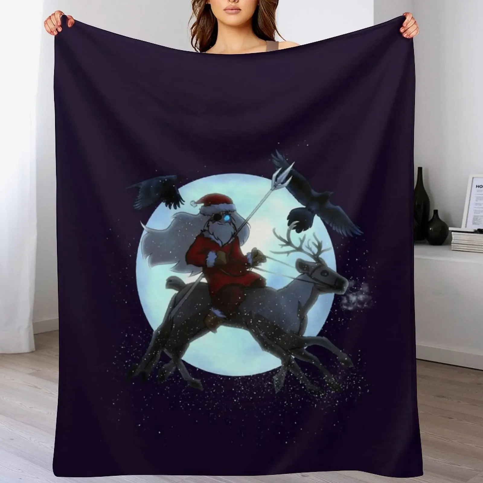 

Odin Claus (DARK) Throw Blanket Warm Napping Blanket for Office Couch Bed