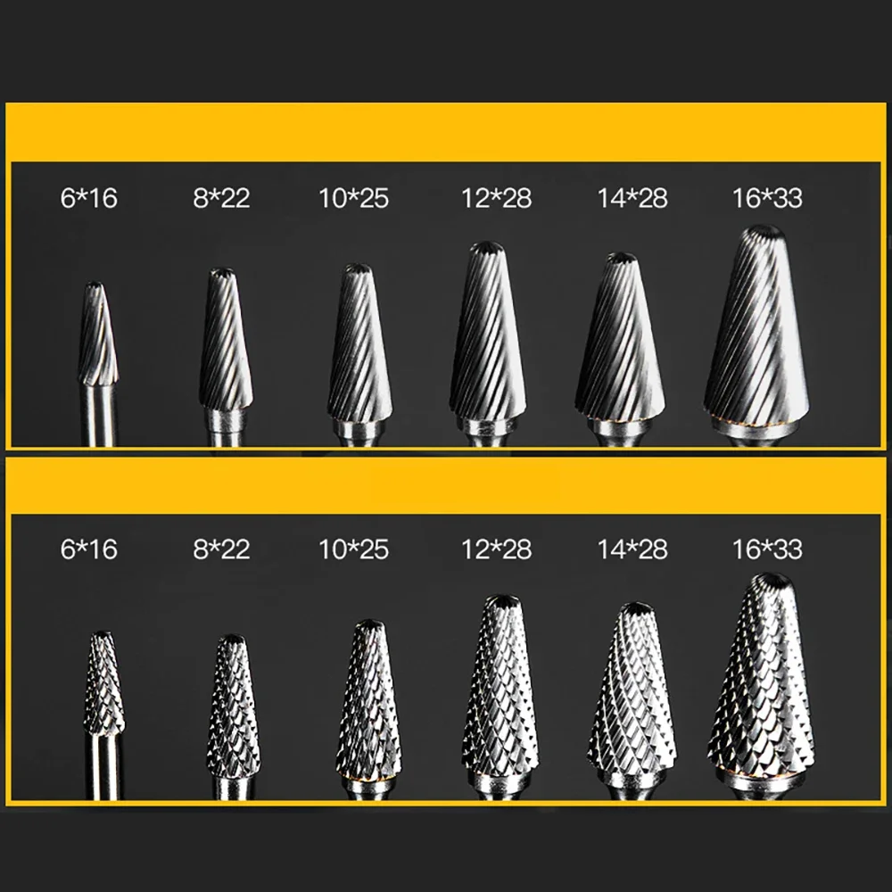 Rotary File Carbide L Taper Dome 6~16mm Alloy Grinding Bit Milling Cutter 6mm Shank Tungsten Steel Grinding Bit