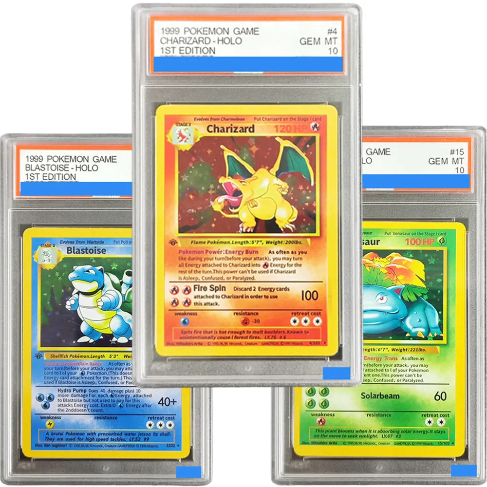DIY 1999 PKM Card GAME 1ST EDITION CHARIZARD MEWTWO GYARADOS BLASTOISE HOLO Grade Gem Mint 10 Collection Card