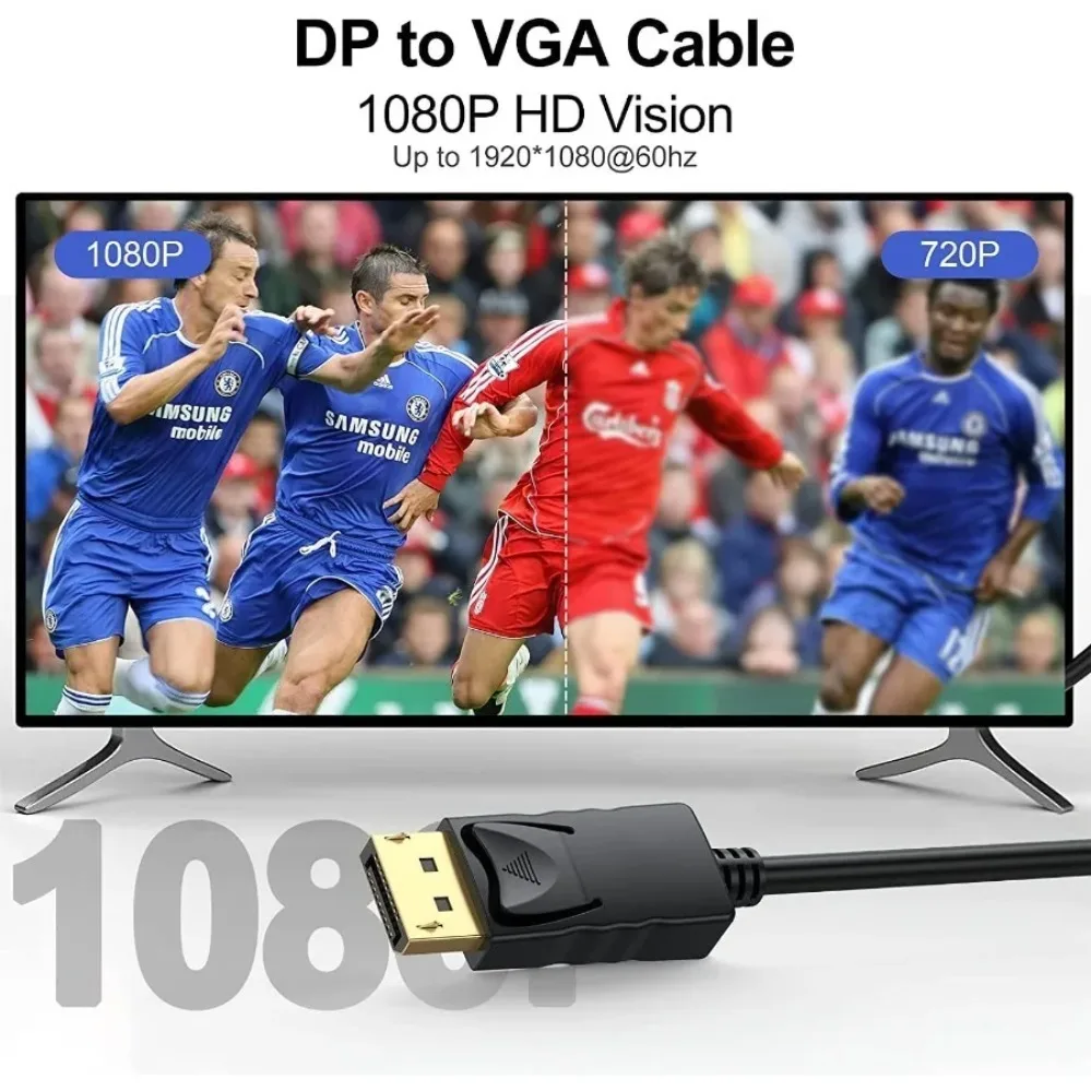 DisplayPort إلى VGA محول DP إلى VGA مهائي كابلات ذكر إلى أنثى لجهاز العرض الكمبيوتر DTV TV HDVD رصد الكمبيوتر المحمول العارض #6