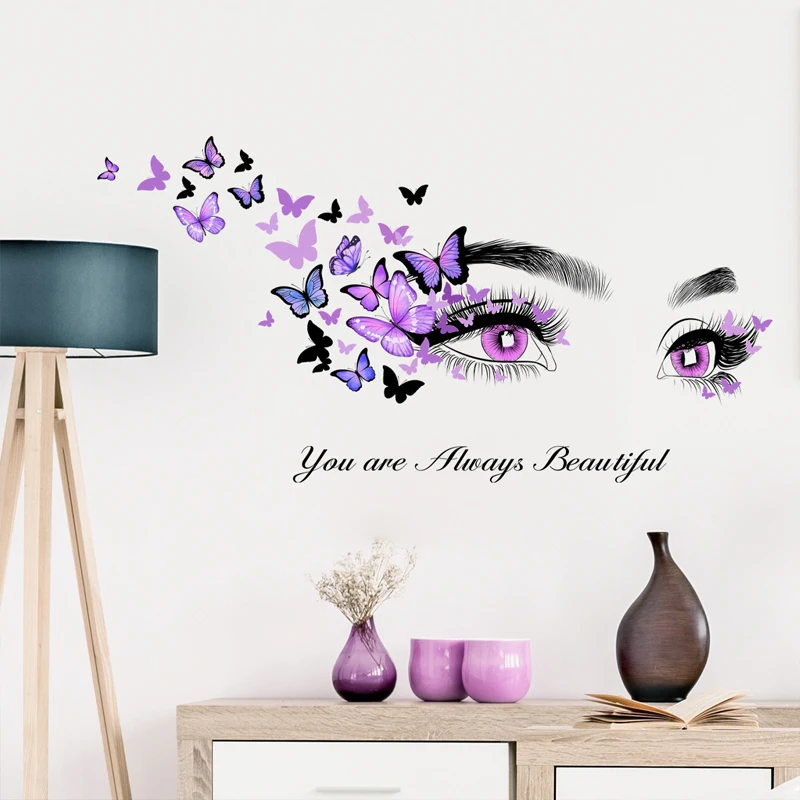 1pc Butterfly & Figure Graphic Wall Sticker, Modern Self Adhesive Wall Art Decal For Home Decor