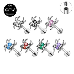 Titanium G23 Eight-Prong Spider Stud Set With Four Color Zircon Personality Tragus Piercing Jewelry Women's Ear Cartilage Stud