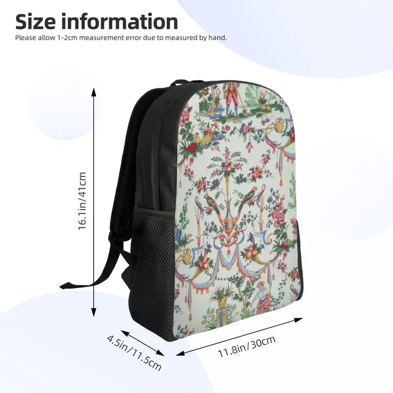 Customized Vintage French Toile De Jouy Laptop Backpack Basic Bookbag for College School Students Traditional France Art Bags