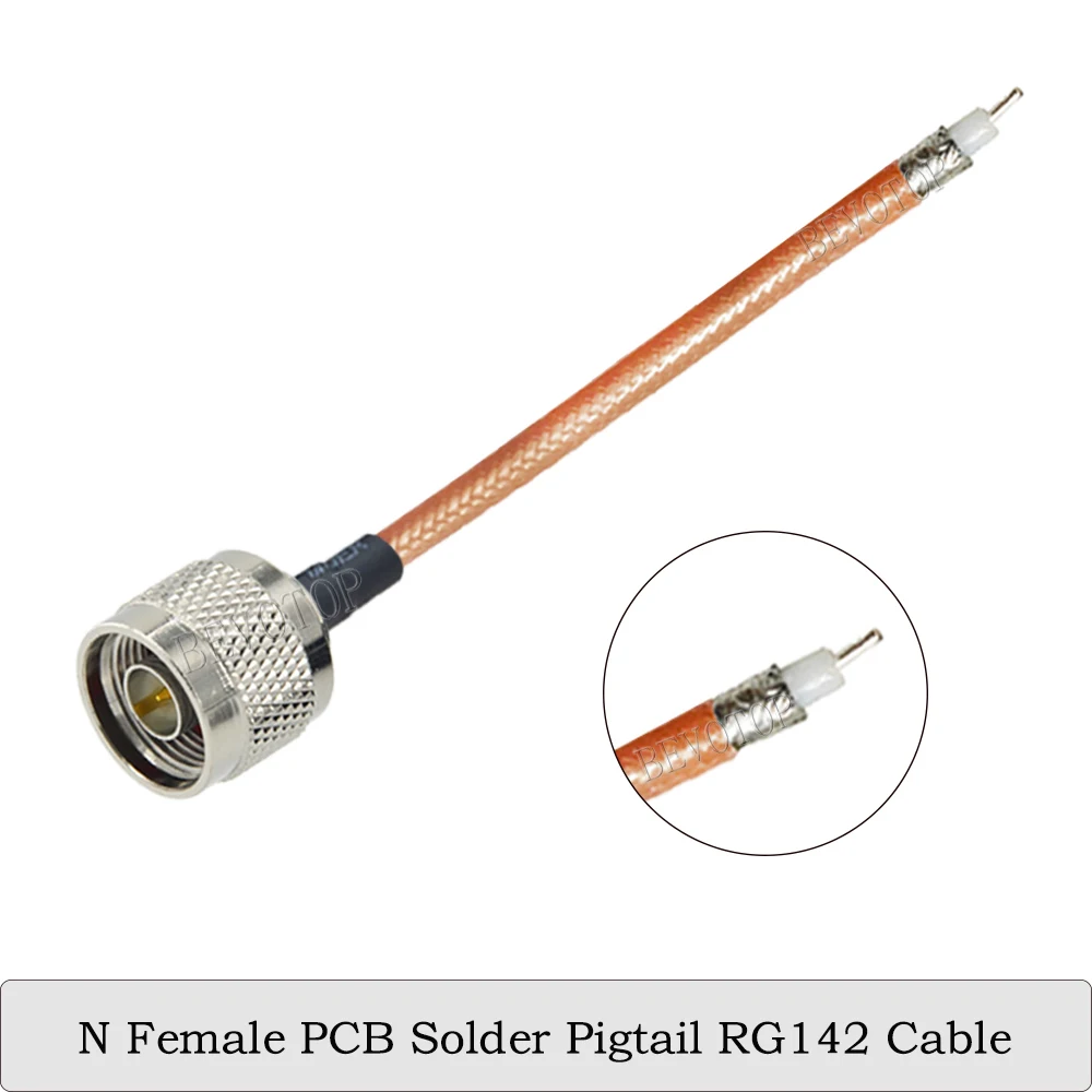 RG-142 N Male/Female Connector Single End to PCB Solder Pigtail RG142 Cable Double Shielding Net High Temperature Resistant Cord