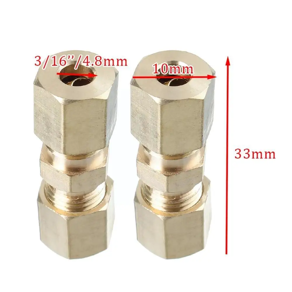 1Pc Gold Car Brake Tubing Fittings 3/16 Nozzle Brass Auto Union Compression Fitting Connector Parts Straight D5J8