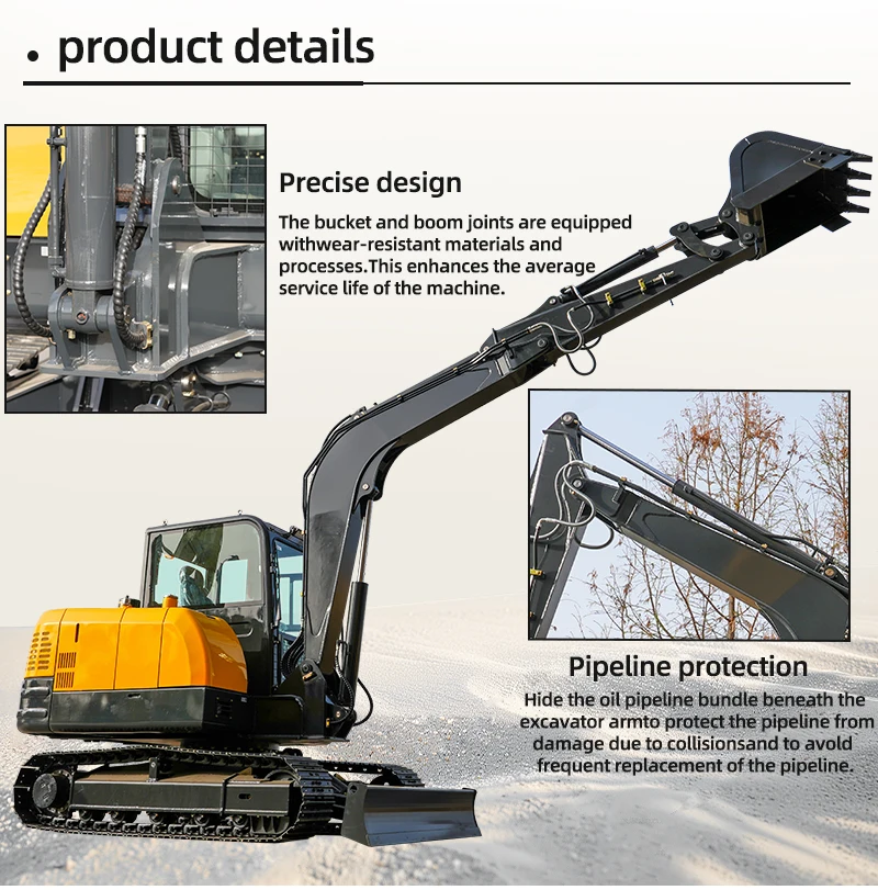 6-Tonnen-Bagger nach Maß | CE/ISO-zertifiziert, kundenspezifische Hydraulik für Anbaugeräte – Detail 4