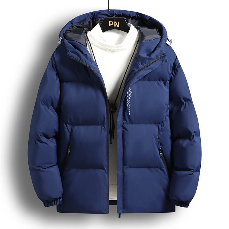 

New Hooded Parka Jacket Men Cotton-padded Jacket for Middle-aged Men Thickened Warm Coat for Men Windproof Short Zipper Overcoat