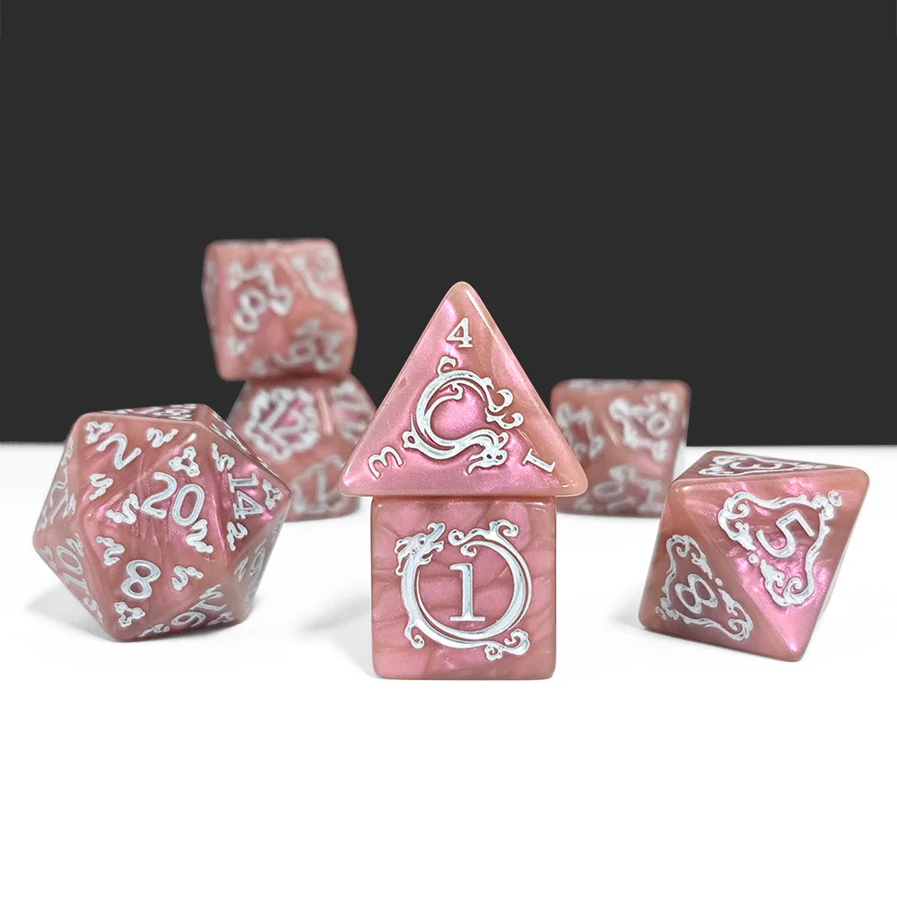 DND النرد 7 قطعة/المجموعة التنين نمط النردات متعددة السطوح لعب الأدوار D & D TRPG مجلس لعبة النرد كهدية الترفيه الملحقات #5