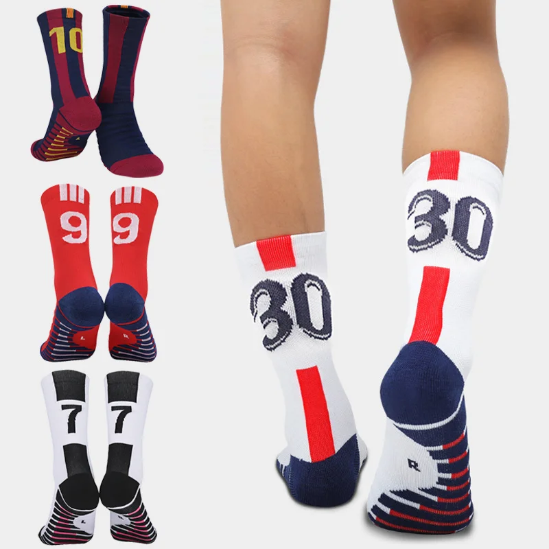 

Paris Tube 7 Non-Slip Number Towel Socks Soccer Bottom 30 High Qality Adult Football Outdoor Jog Running Cycling Sports Socks