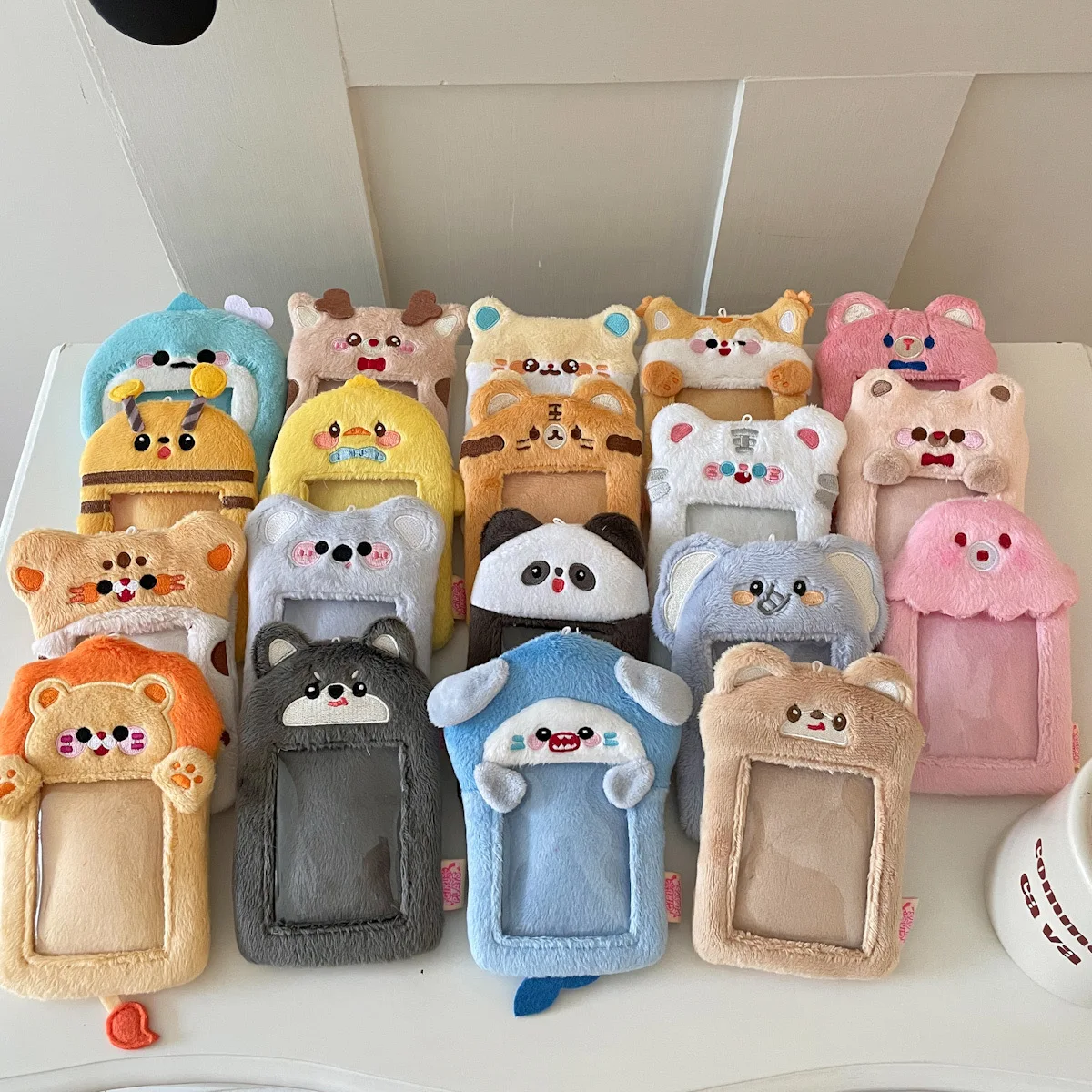 

New Kawaii Cartoon Animal Series Soft Plush 3 Inch Kpop Photocard Holder Photo Card Holder Bag Pendant School Stationery