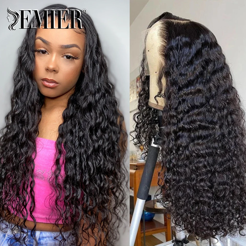 

Water Wave Wig 14-36Inch Natural Black 5x5 HD Transparent Lace Closure Wigs for Women PrePlucked Brazilian Human Hair Wigs