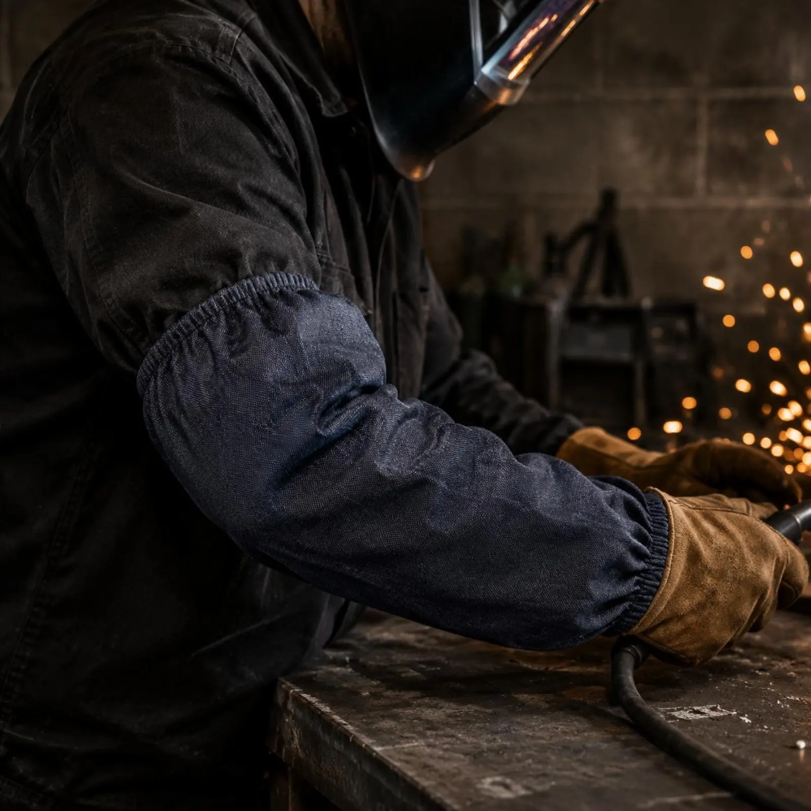 

Denim Fabric Arm Sleeves Wear-Resistant Metalworking Sleeve Covers Workwear Sleeve Protectors Thickened Work Safety Gear