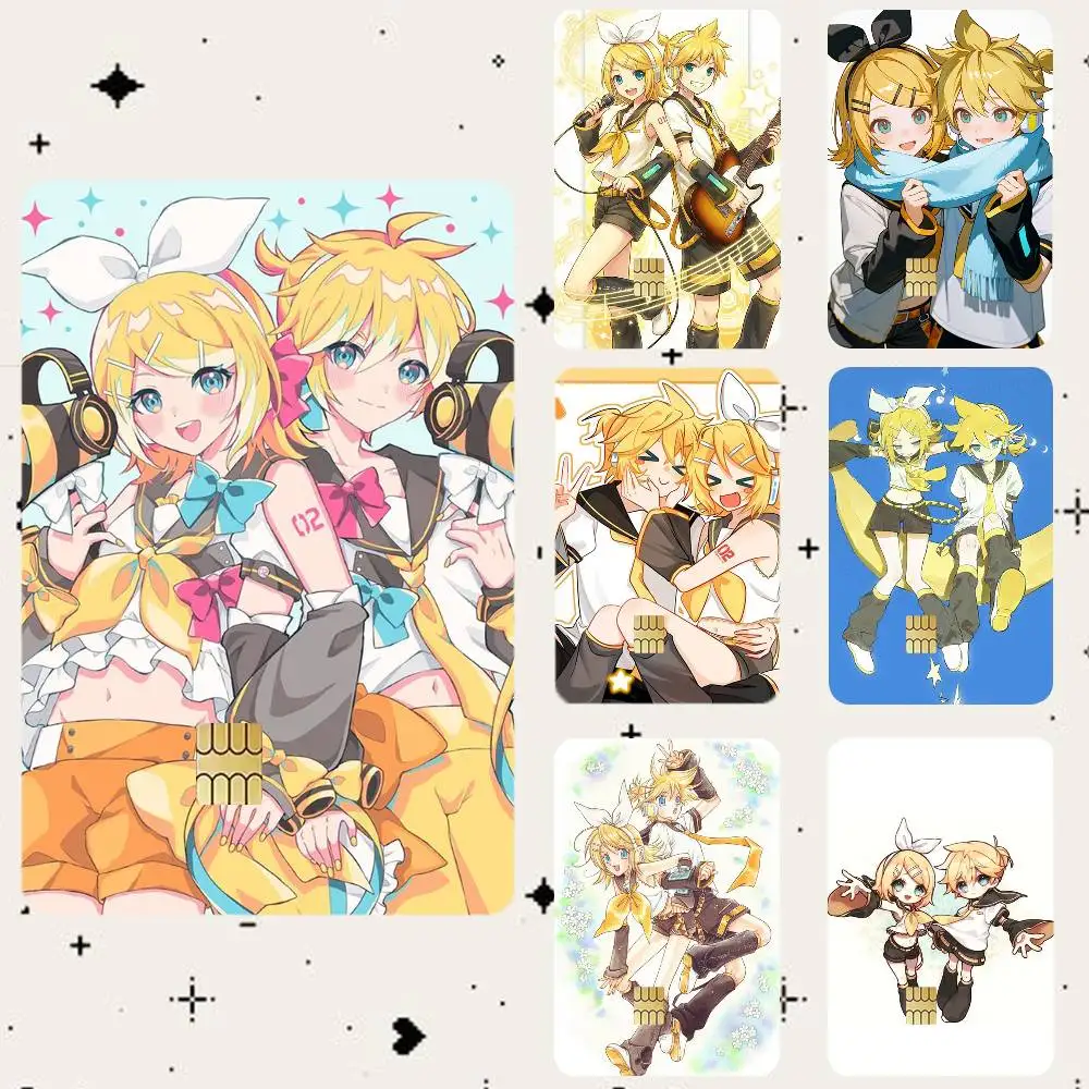 

Ute Vocaloid Singer Rin And Len Cartoon Style HD Waterproof Card Skins Protective Stickers for Credit Bank Game Cards