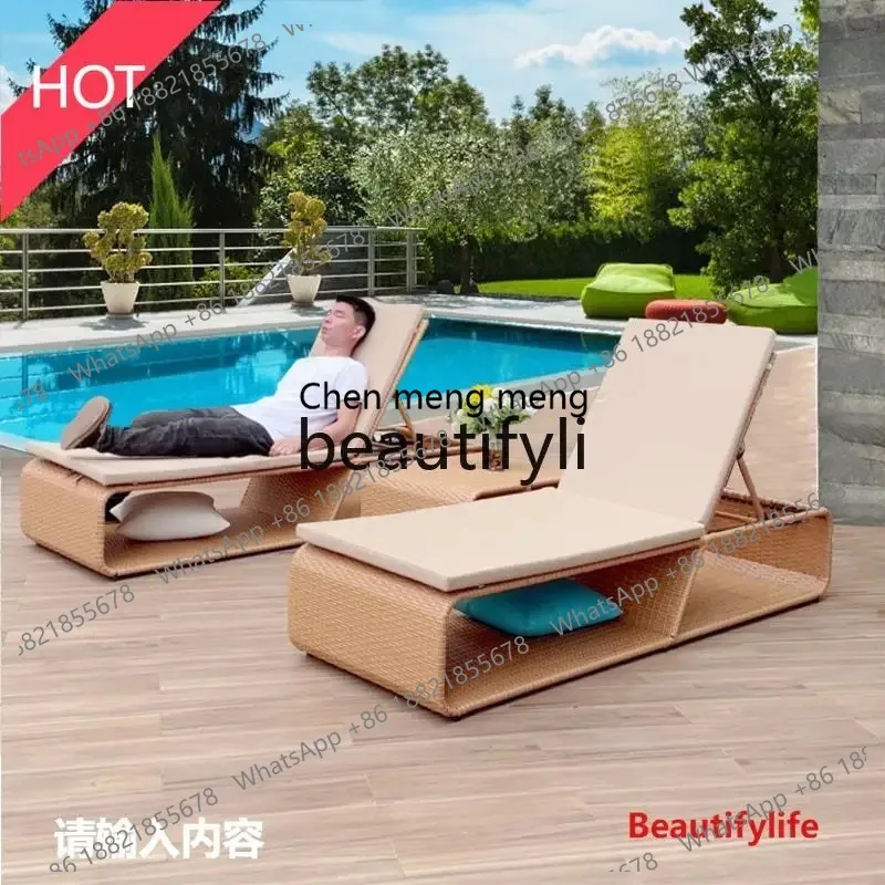 LHY26 ss Outdoor swimming pool beach leisure lounge bed courtyard seaside rattan waterproof outdoor resort hotel