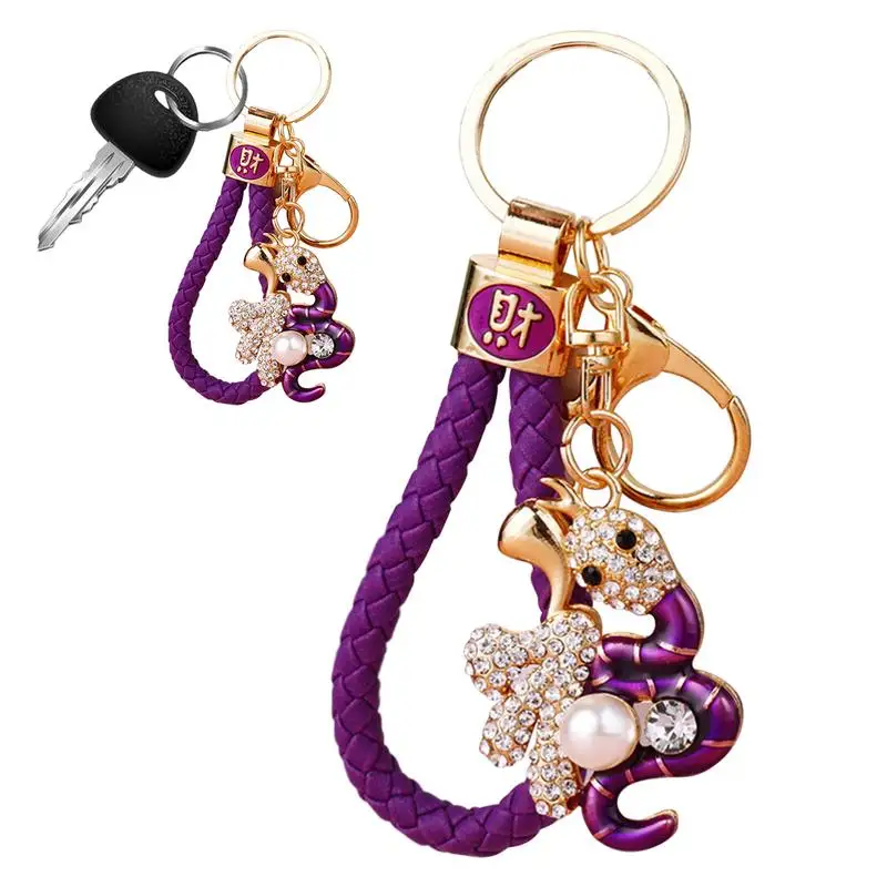 Year Of The Snake Keychain Chinese Fengshui Lucky Pendant Keychain With Ring Clasp Lucky Funny Snake Serpent Keychains For Keys