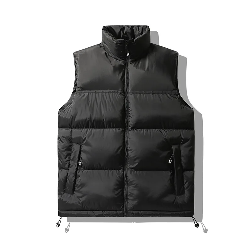 Autumn Winter Padded Vest Men Color Matching Down Cotton Waistcoat Fashion Stand Collar Thickened Warm Plus Size Sleeveless Vest