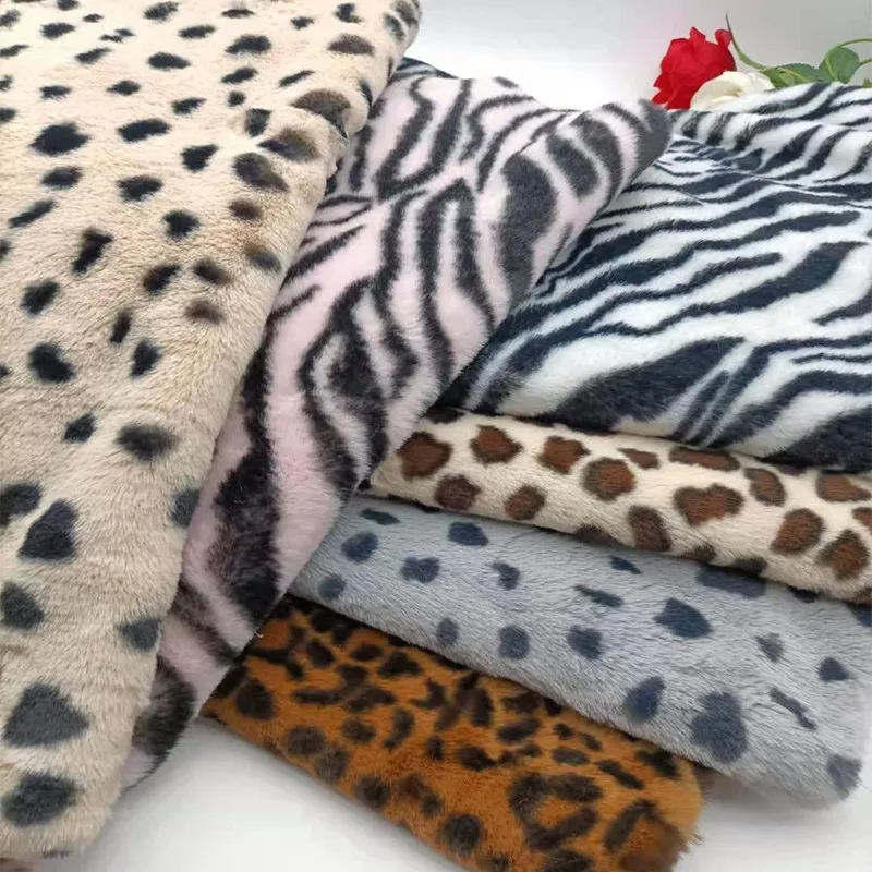 INS Imitation Otter Rabbit Hair Fabric Leopard Pattern Zebra Pattern Animal Pattern Fur Fabric Scarf Carpet Clothing DIY Fabric