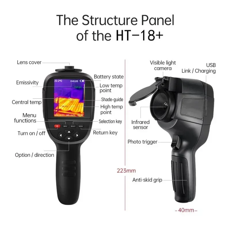 GW256 Nuovo termometro portatile Termocamera a infrarossi Termografo digitale HD Nuovo nel 2024 Tester per tubi di riscaldamento a parete per