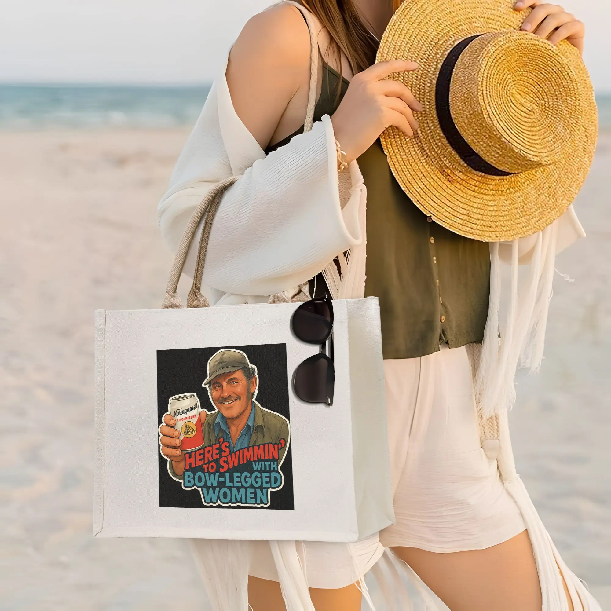 

Сумка-шоппер с цитатой из фильма «Человек-акула» (Quint Jaws), холщовая, многоразовая, для женщин, на плечо, дорожная сумка-тоут