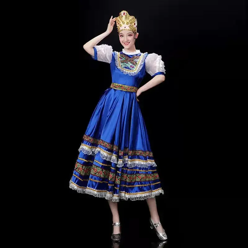 Klassieke Elegante Traditionele Russische Dans Kostuum Jurk Europese Prinses Podium Jurken Mongolië Podiumkleding